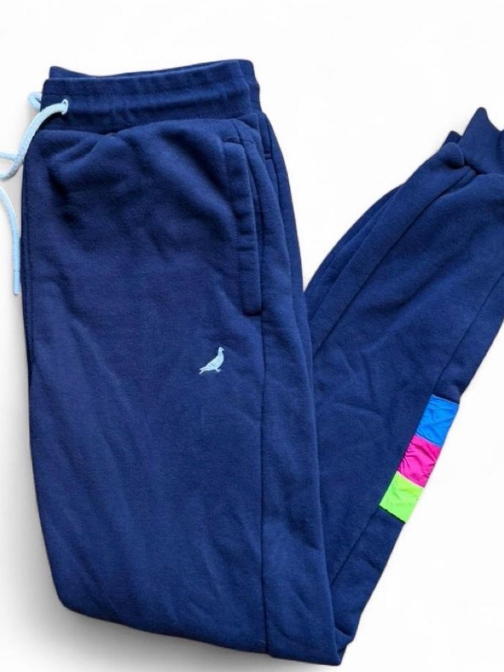 Staple pigeon navy joggers with pink and blue stripes men’s Size M